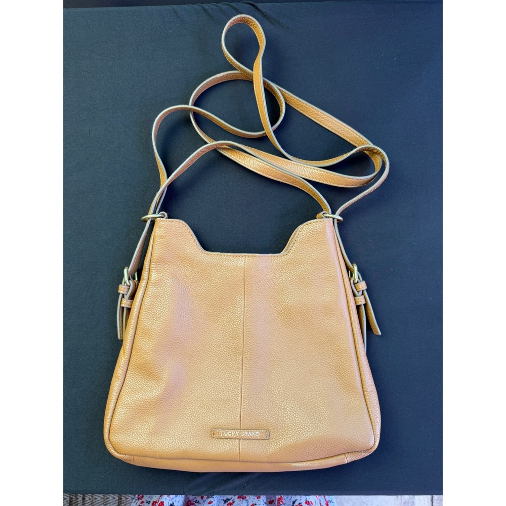 Lucky Brand Backpack Crossbody Bag Tan Pebbled Leather Convertible Purse Daily